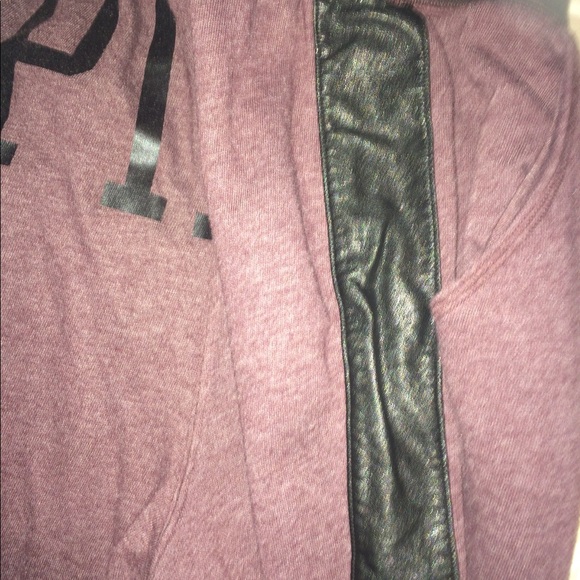 Victoria Sec Pink Burgundy joggers faux leather L - Picture 3 of 7